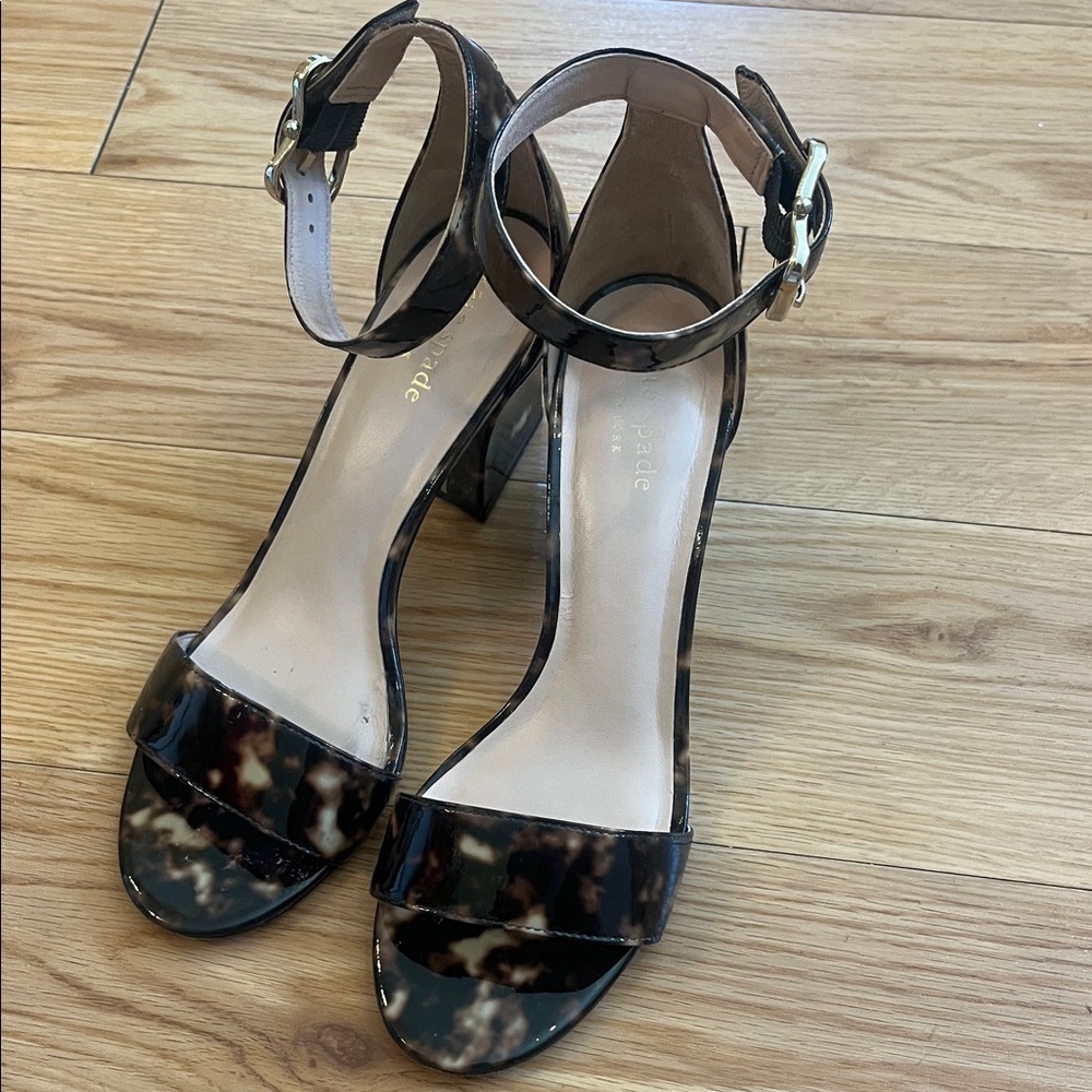 kate spade Tortoiseshell Block Heel Sandals - Black/Brown